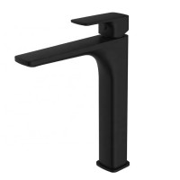 High quality deck mounted single handle square tall basin mixer faucet in black